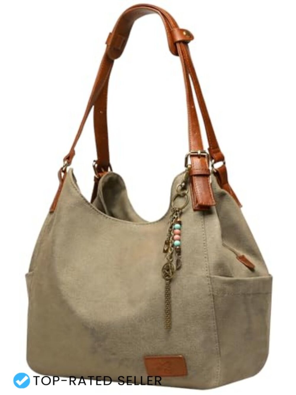 Canvas Hobo Tote Multi Pocket Shoulder Bag Embroidery Ethnic Top Handle
